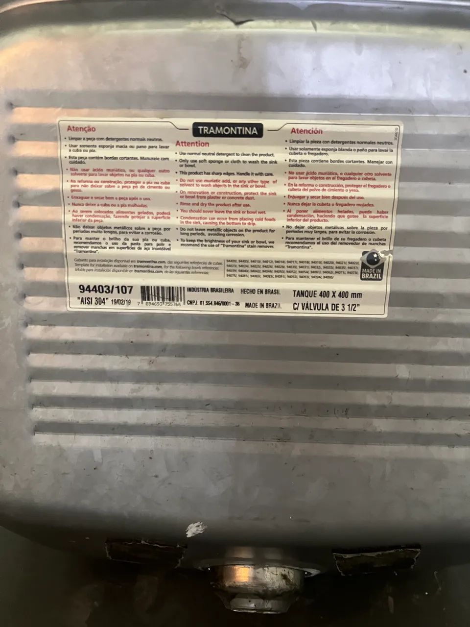 Cuba Tanque aço Inox  - Foto 4