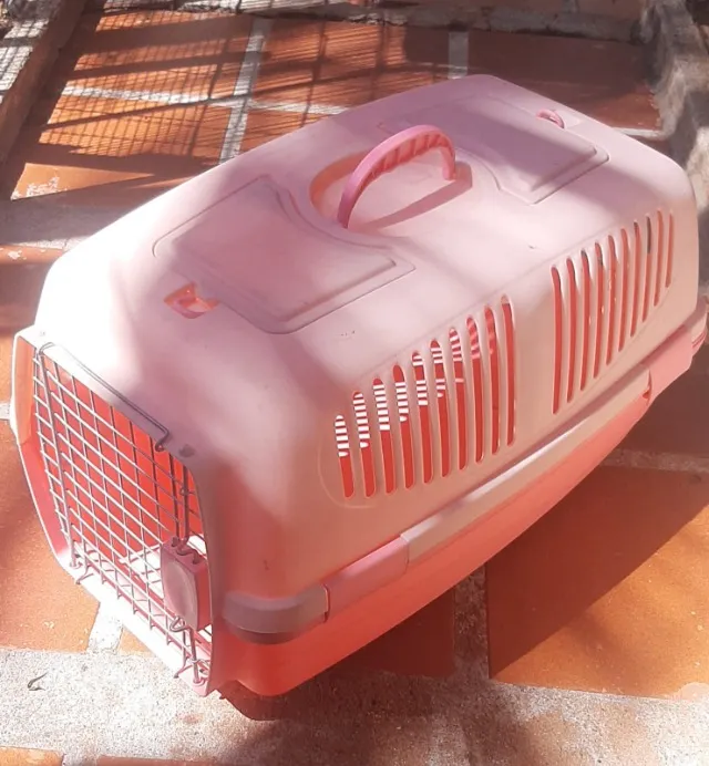 caixa de transporte caes e gatos rosa 60x40x40