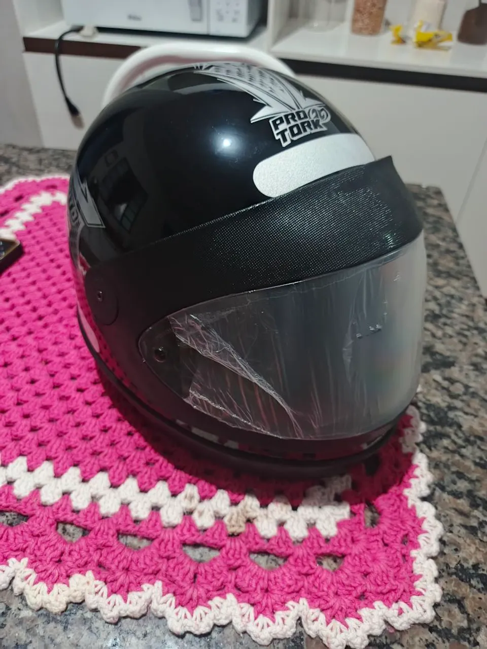 Capacete Pro Tork Preto com Viseira Transparente