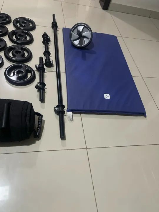 Kit de musculação completo - Barras, Halteres, Anilhas e Acessórios - Foto 3