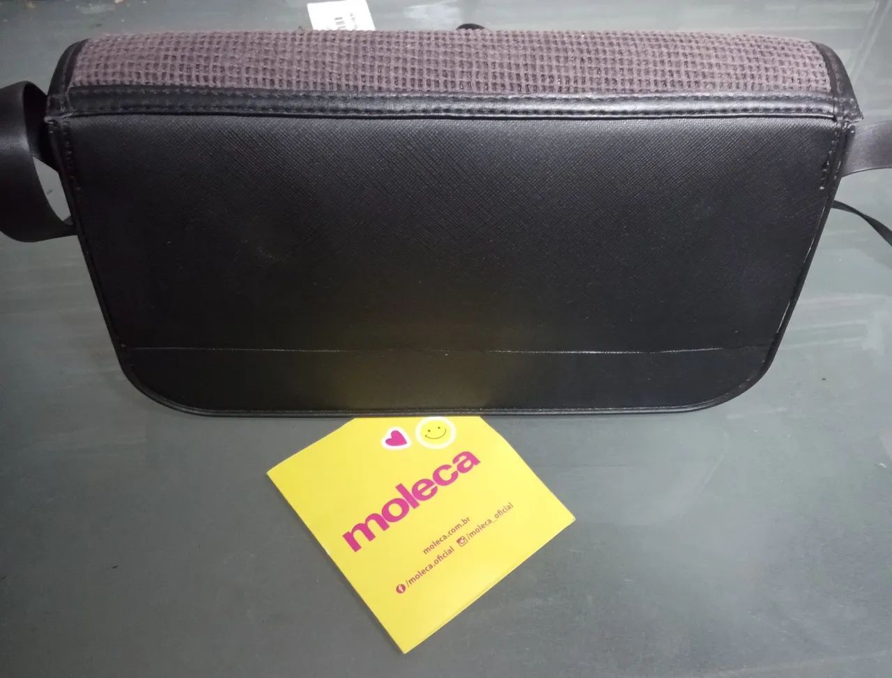 Bolsa Transversal Moleca Preta Tecido / PVC  - Foto 3