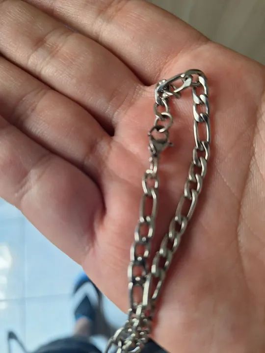 Corrente + Pulseira de aço ( muito pouco usado) - Foto 2