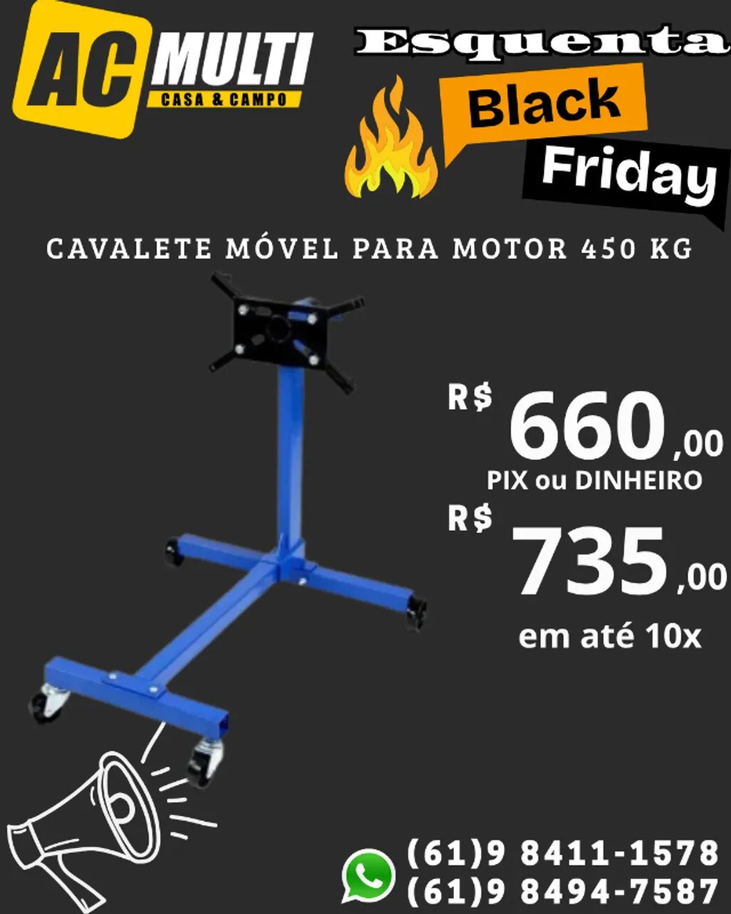 SUPORTE Cavalete Móvel para Motor 450 kg