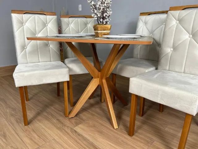 Mesa de Jantar Quadrada Com 4 cadeiras- Madeira Maciça Entrega Rápida - Foto 4
