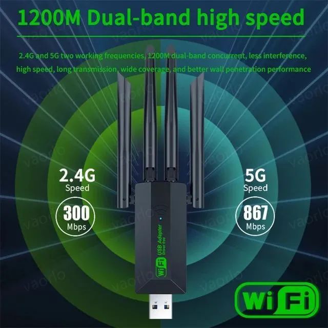 Adaptador Wi-Fi USB 3.0 1200Mbps 4 Antenas - Foto 5