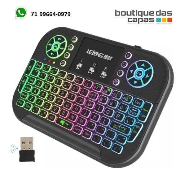 MINI TECLADO P TV PC TV BOX SEM FIO LELONG LE-7704-1 O MAIS COMPLETO ORIGINAL