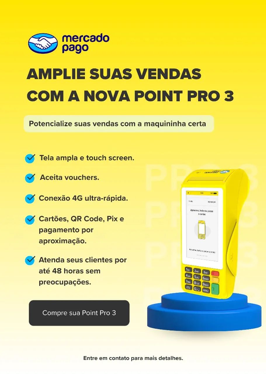 Maquininha Point Pro 3 Mercado Pago - Nova Lacrada + Garantia