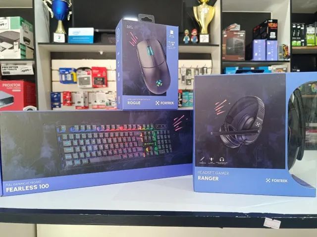 Combo Gamer Fortrek, Teclado Fearless 100, Mouse Rogue Sem Fio, Headset Ranger - Coimbra