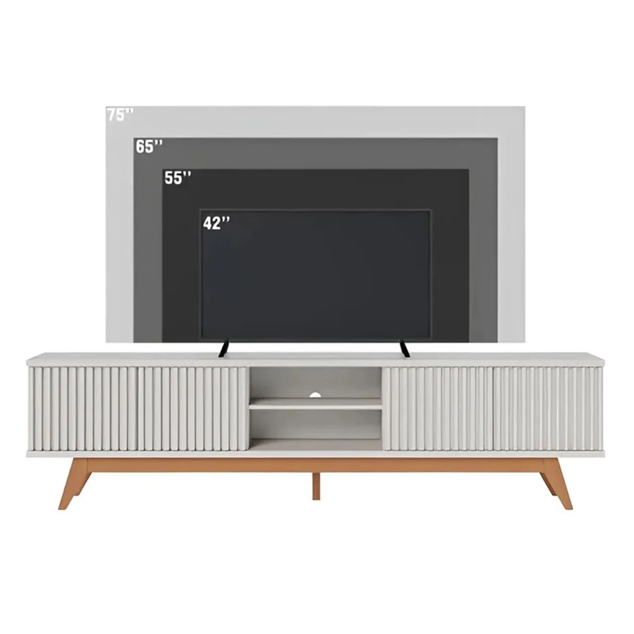 Rack Design Ripado Larg. 2.18m Off White Para TV's até 75 rf65 - Foto 3