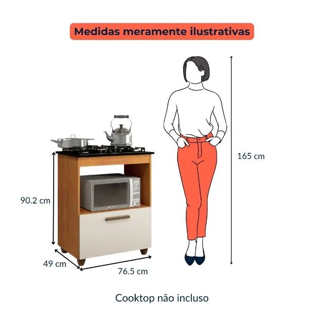 Armário para cooktop 4 bocas - cinamomo com off - Foto 4