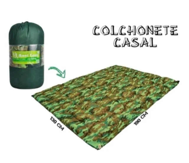 Colchonete casal Camping Camuflado confortável 190x130x3cm