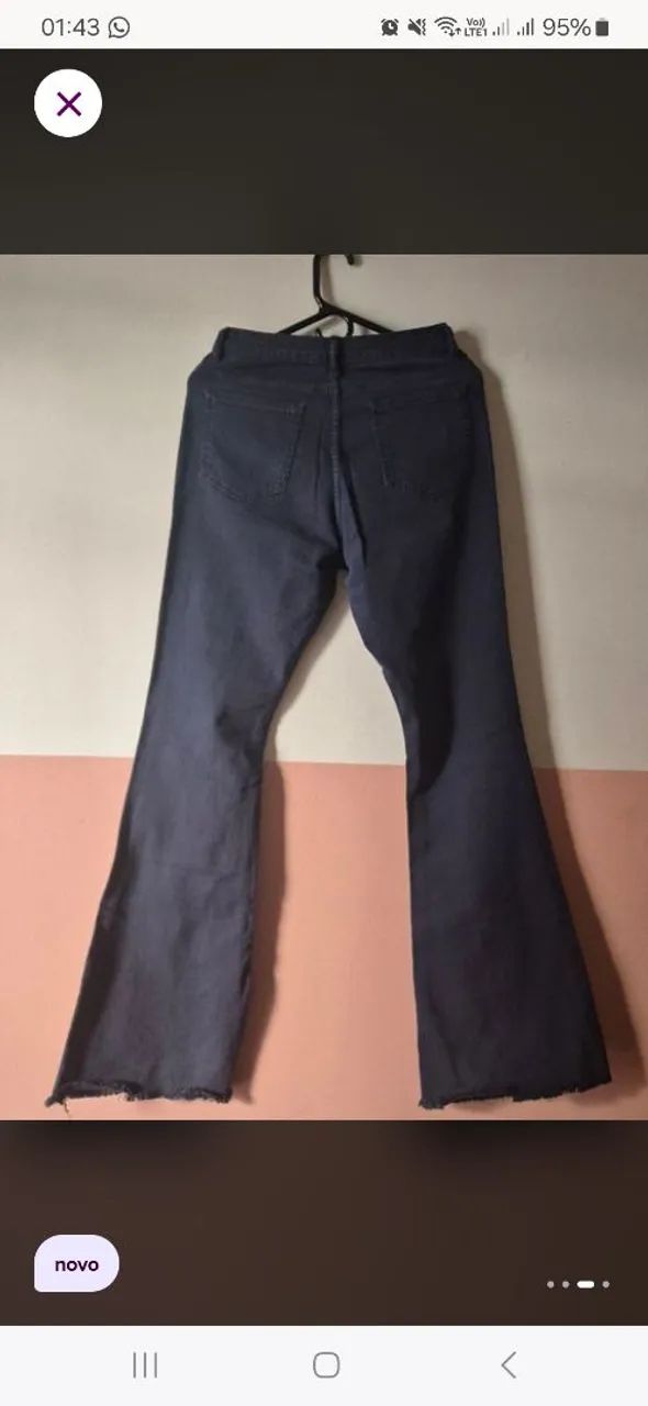 Calça Flare Jeans Azul Escuro - Foto 2