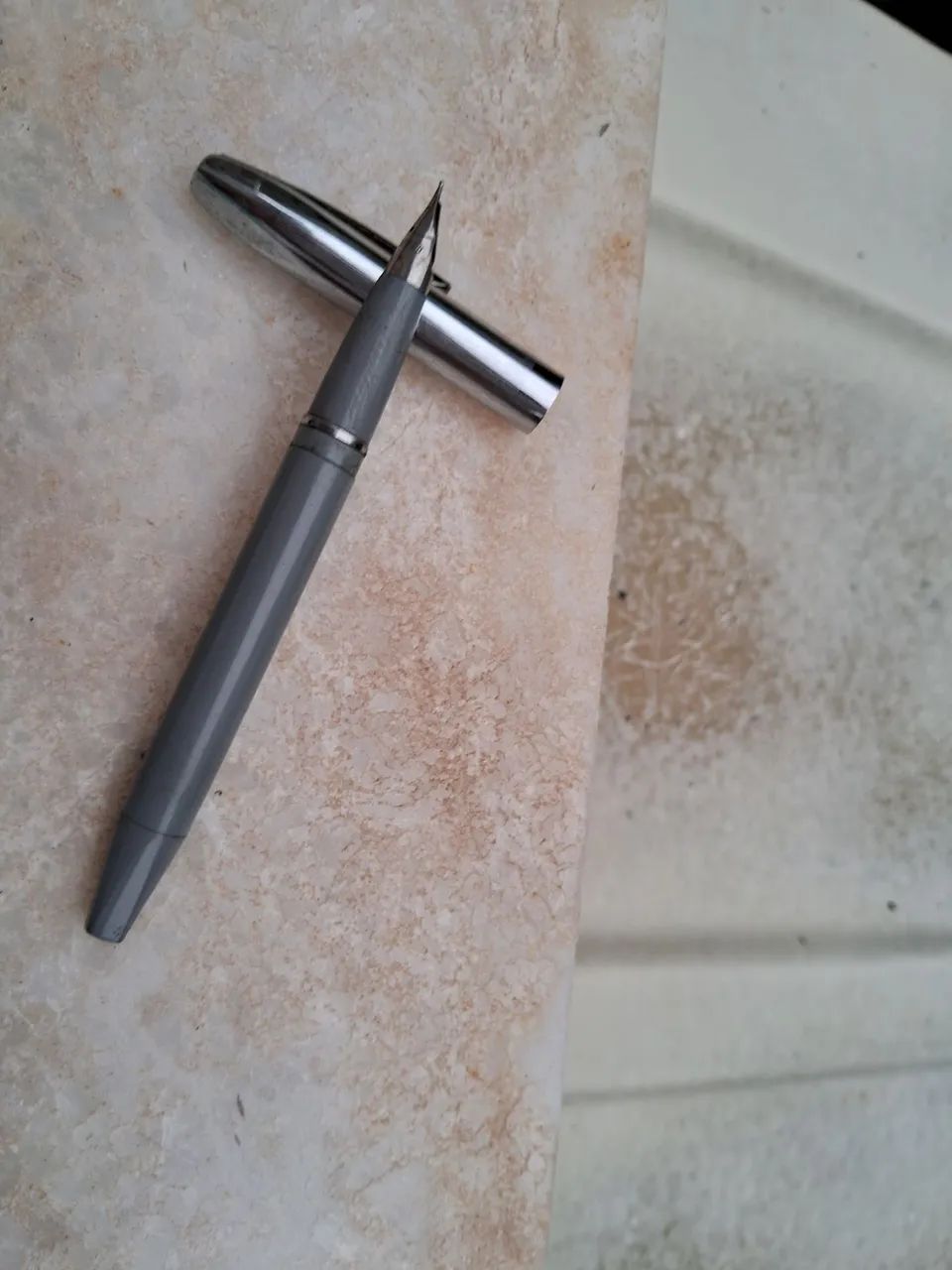 Caneta Tinteiro Sheaffer Imperial cinza decada de 1970 Vintage - Foto 2