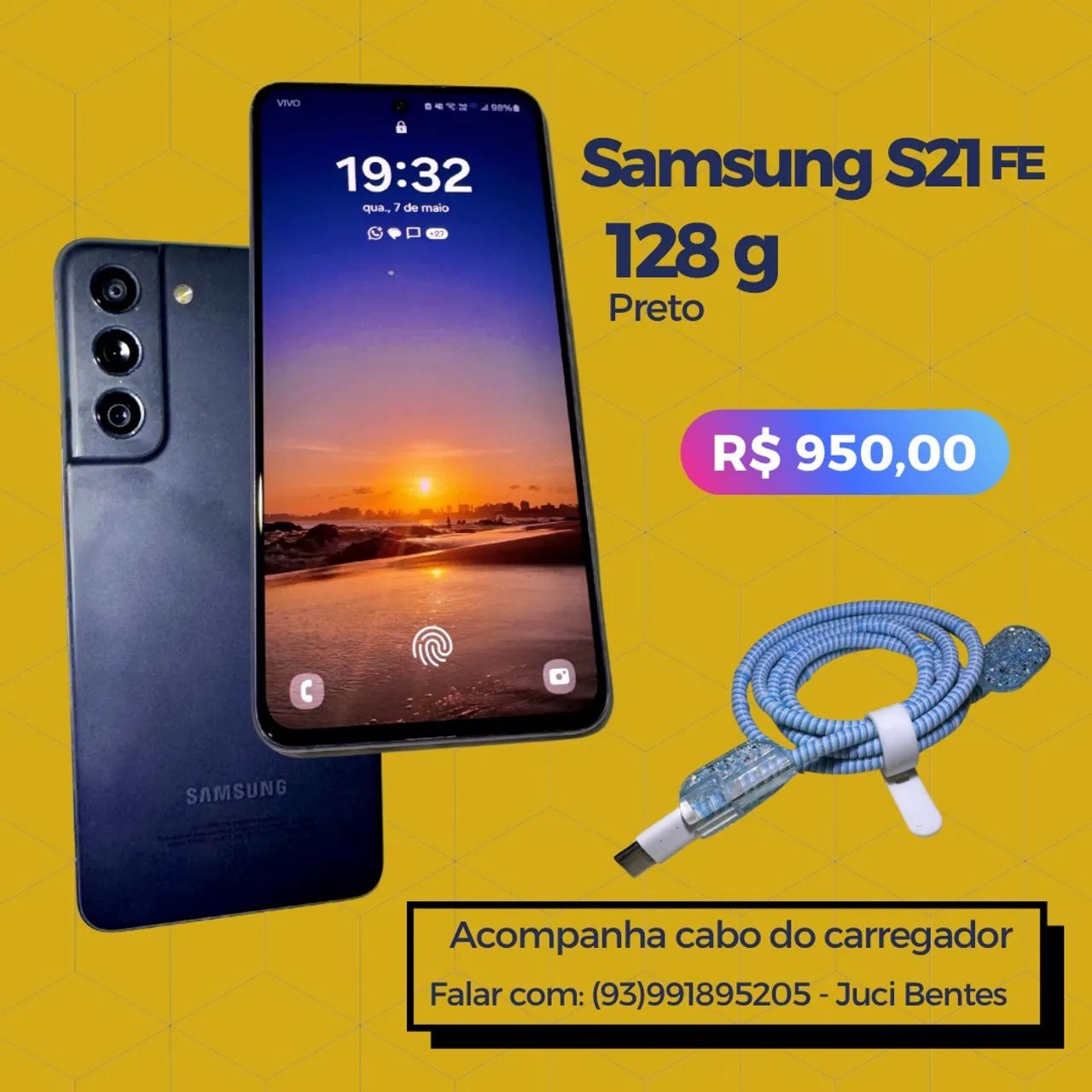 Samsung S21 FÉ, 128g - Preto.