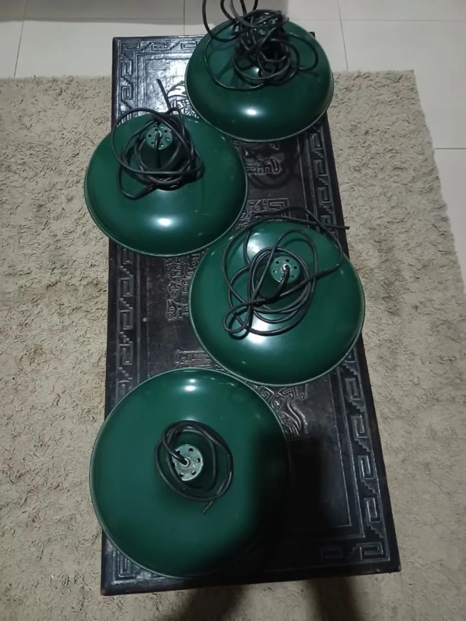CONJUNTO 4 PENDENTES DE ALUMÍNIO VERDE - ESTILO CHINÊS - Foto 3
