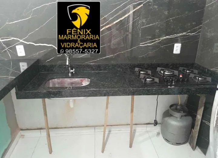 Pia de cozinha em granito preto - Foto 4