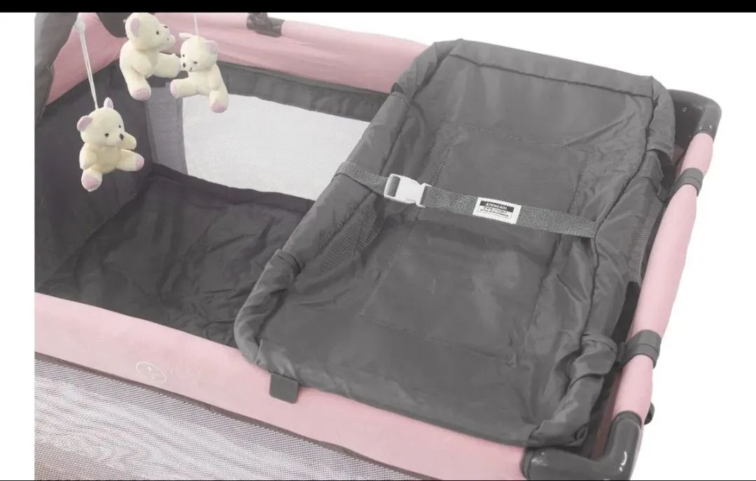 Berço Portátil Rosa e Cinza com Acessórios - Foto 5