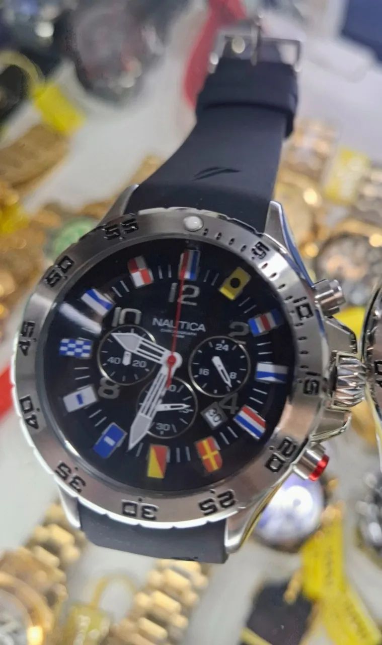 Relógio NAUTICA BANDEIRAS ORIGINAL  - PULSEIRA PRETA