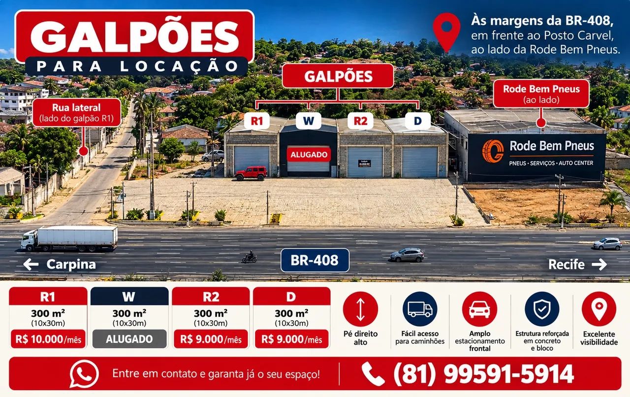 GALPÕES COMERCIAIS PARA LOCAÇÃO | CARPINA - Foto 3