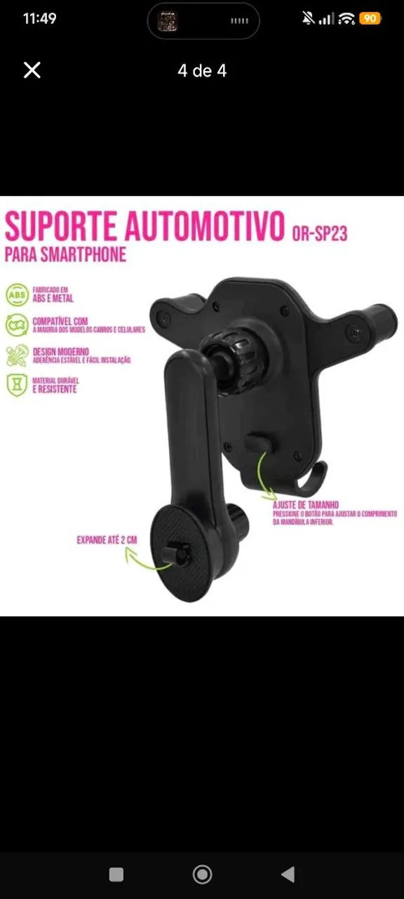 Suporte Veicular Universal para Celular OP-SP23 com Rotação 360° - Foto 4