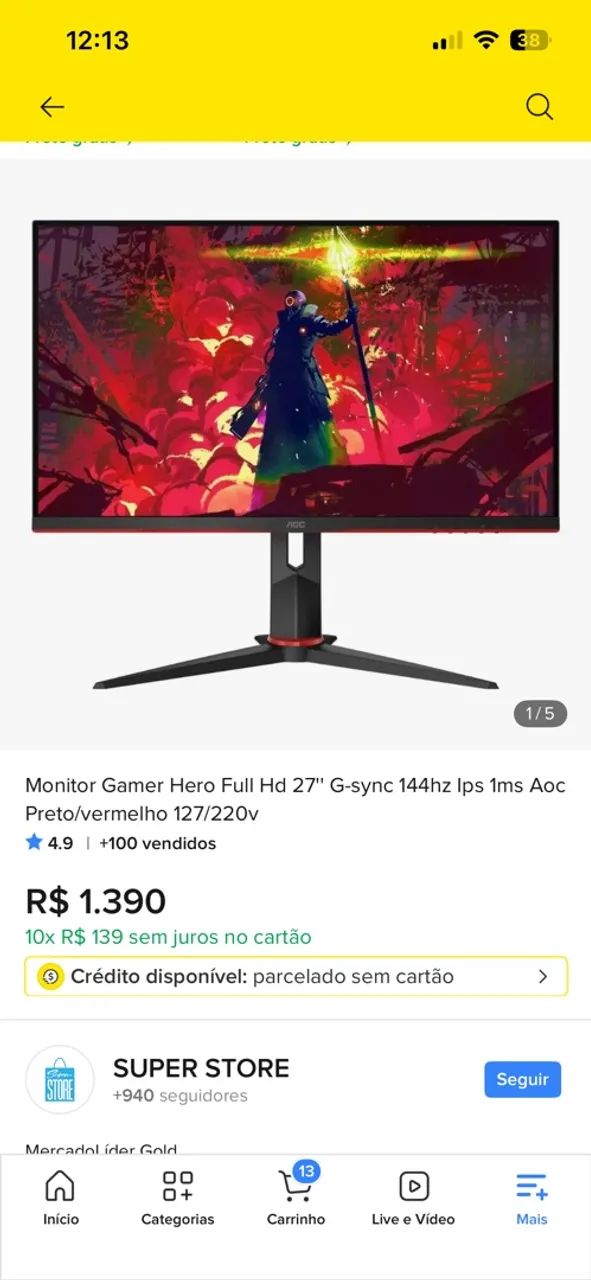 MONITOR AOC HERO 144 hz 27P - Foto 2