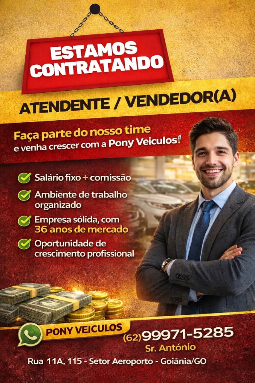 Vaga para atendente/vendedor com boa remuneração 