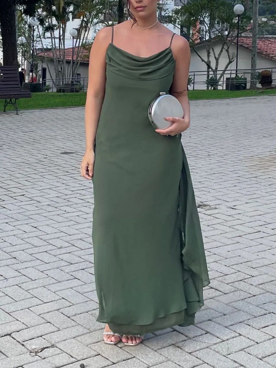 Vestido de Festa Verde chifon