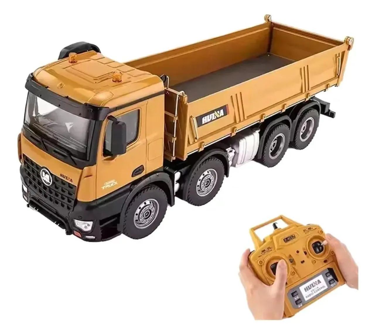 Excelente kit ex profissional: escavadeira Huina 1593 + caminhão basculante Huina 1536