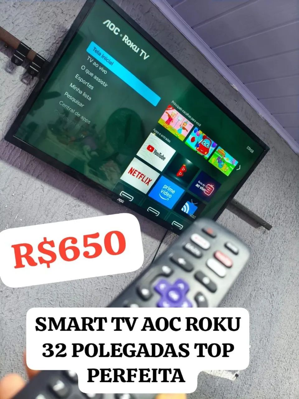 SMART TV AOC ROKU 32 POLEGADAS TOP PERFEITA BARATA R$650. ENTREGO! 