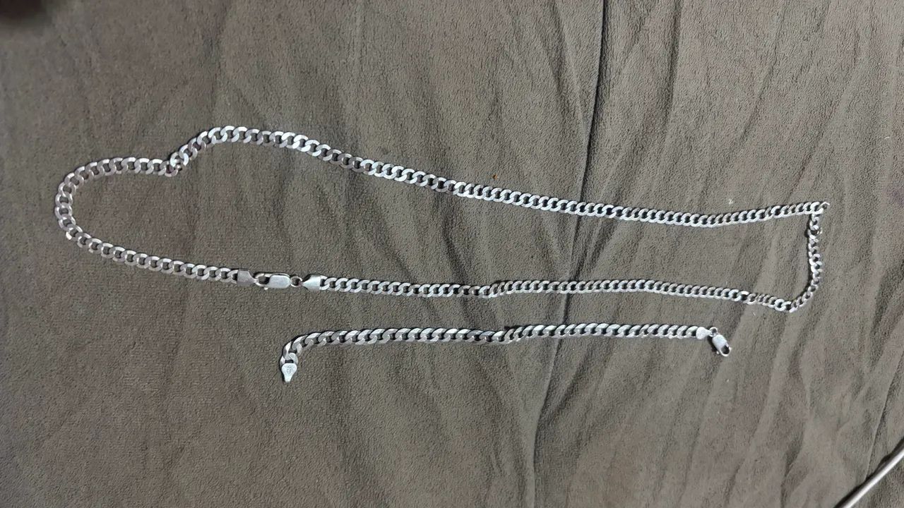 Conjunto prata corrente e pulseira 6mm - Foto 3