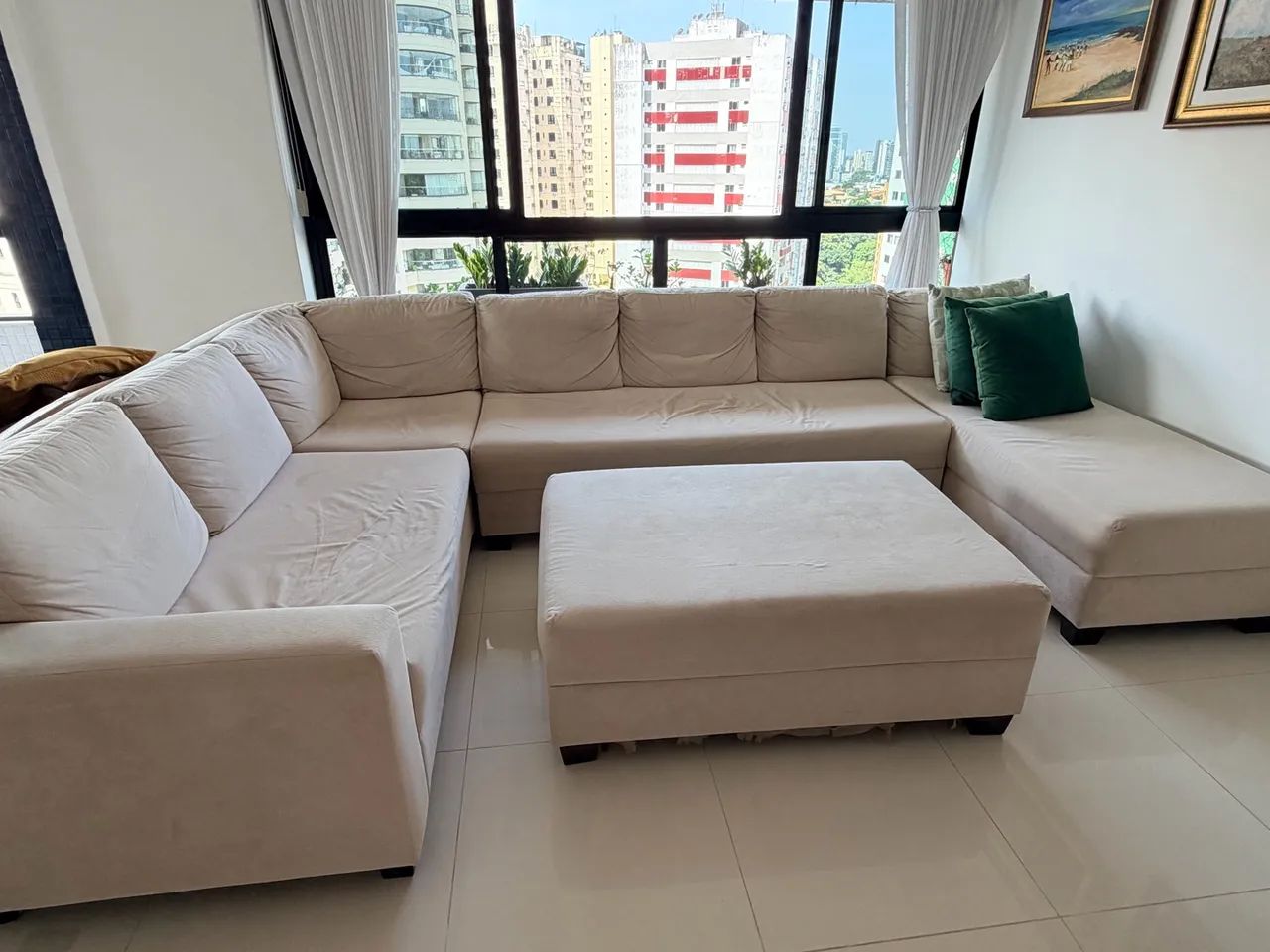 Conjunto estofado com long chaise 7 lugares - Foto 2