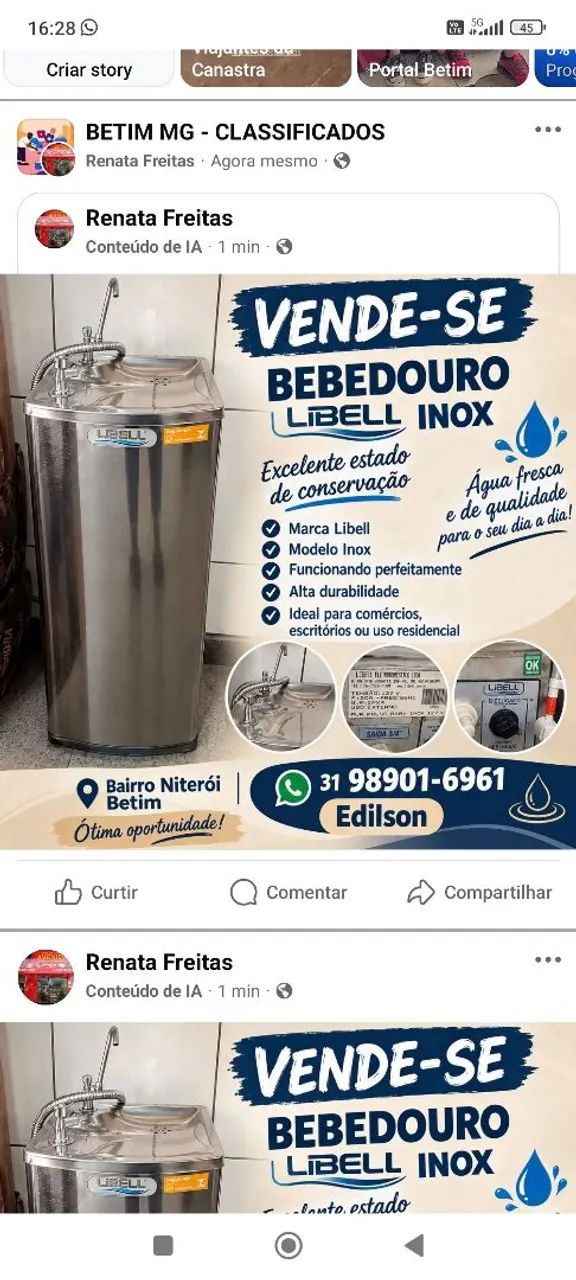 Bebedouro inox
