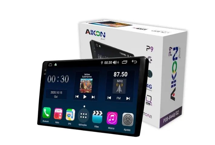 Central Multimídia Android Octacore Aikon Próton 9 pol 4Gb Carplay