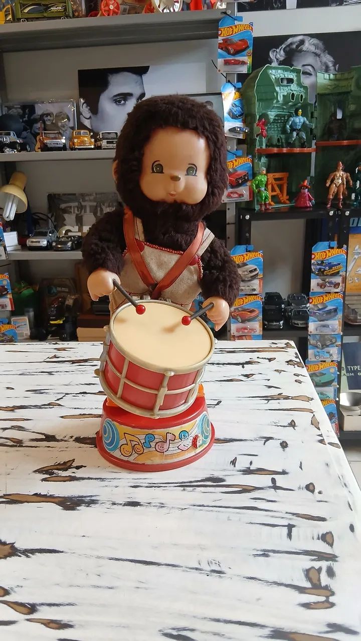 Brinquedo vintage "Macaco Pablo Bate Tambor " da Mimo