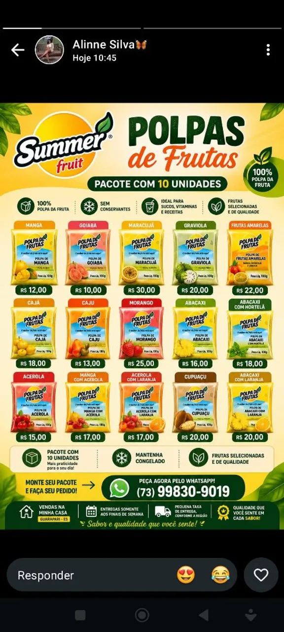 Polpas de frutas 
