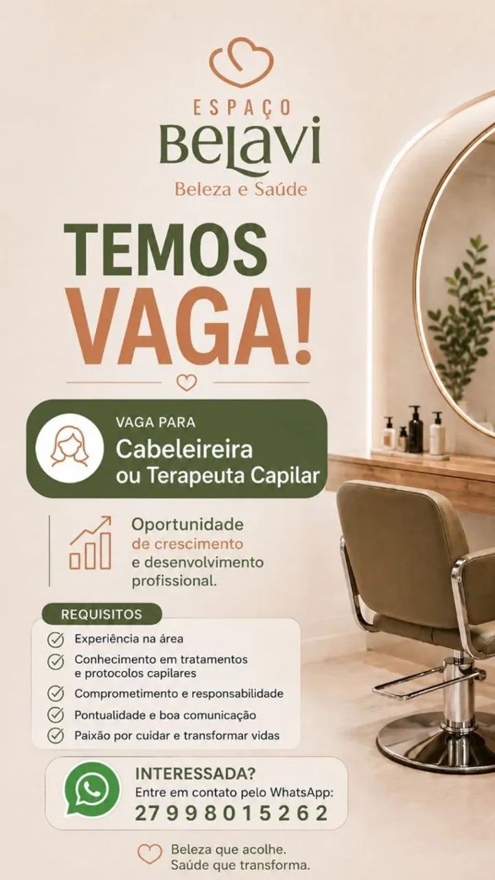 Cabeleireira ou Terapeuta Capilar