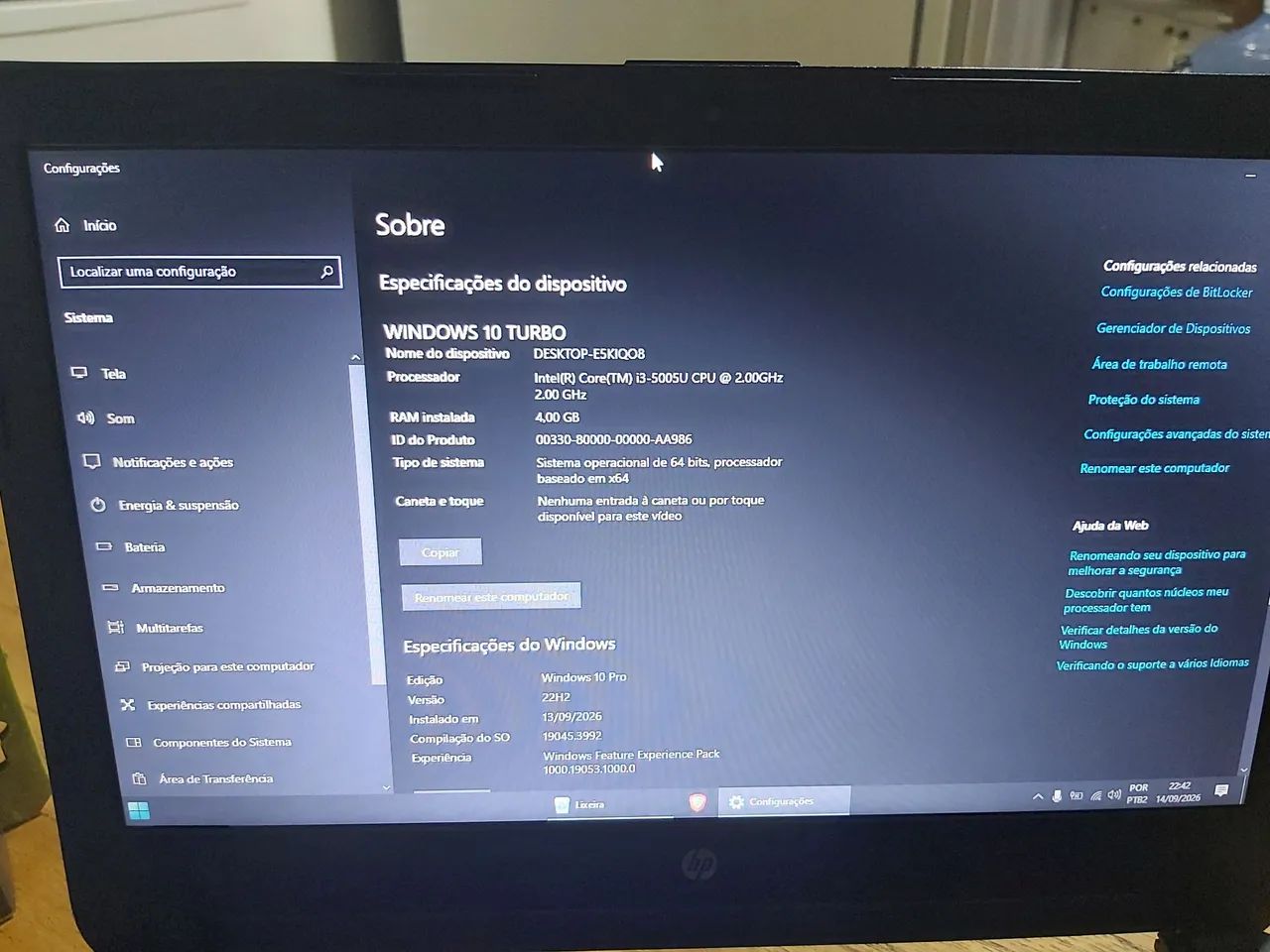 Notebook HP 240 G4, I3, HD 500GB DESAPEGO  - Foto 2