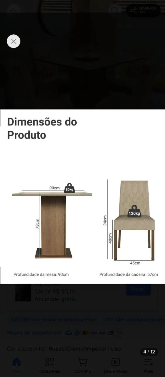 Mesa de jantar com 4 cadeiras  - Foto 4