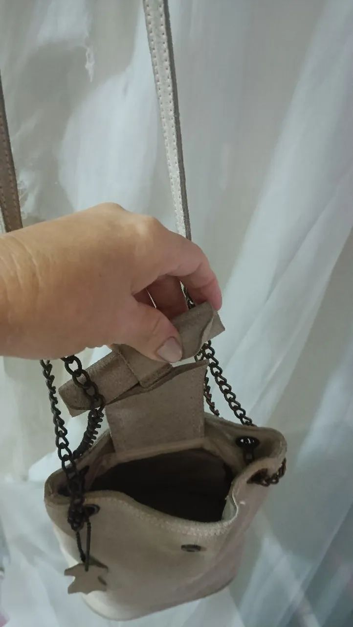 Bolsa camurça bege alça  - Foto 2
