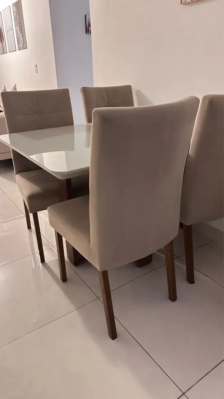 Mesa de jantar 4 cadeiras com tampo de vidro  - Foto 3