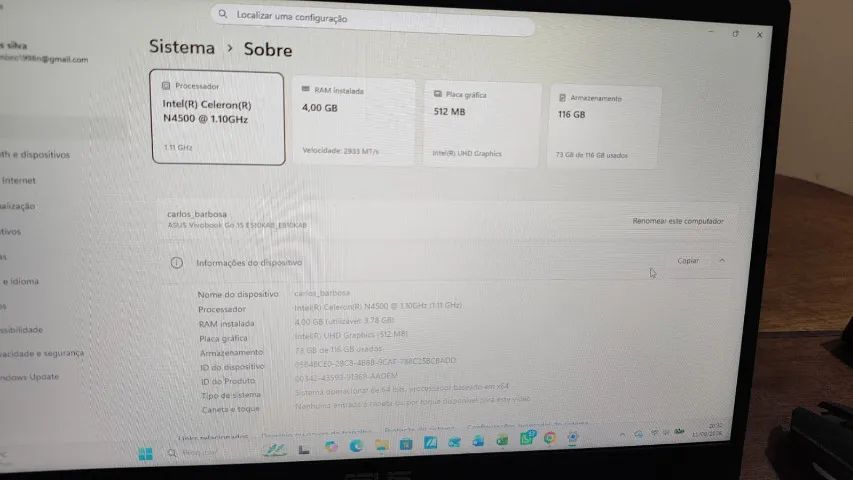ASUS E510K | Celeron N4500 | 4GB RAM | 120GB SSD - Foto 4