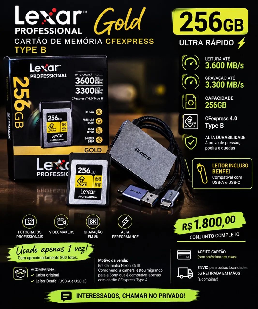 CARTÃO CF EXPRESS 256G TYPE B GOLD - Foto 3