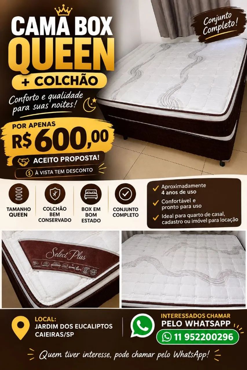 Cama de casal Queen com colchão 
