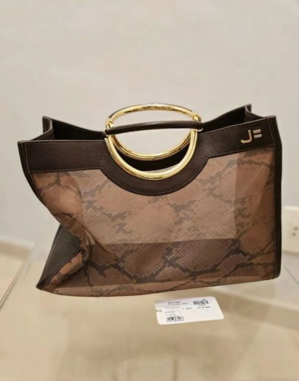 bolsa de mão animal print marrom - Foto 3