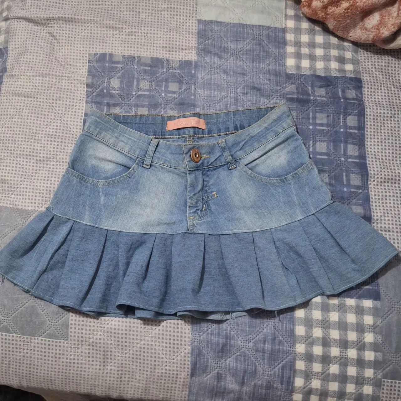 mini saia jeans upcycling