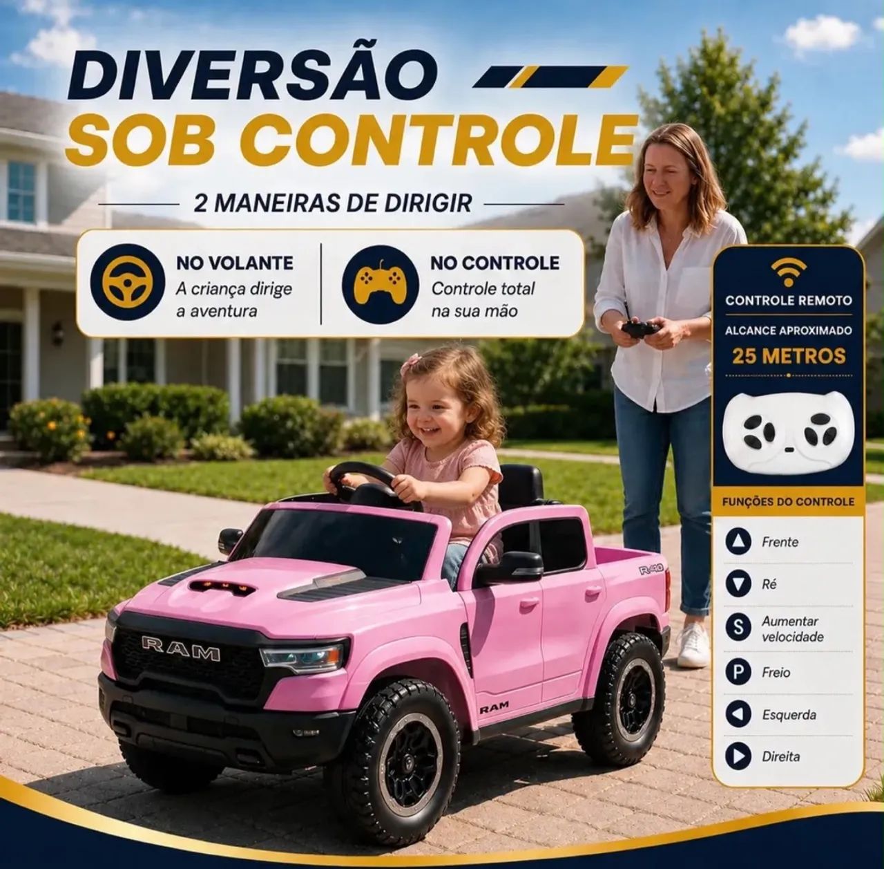 CARRO ELÉTRICO DODGE RAM  ROSA 24V BEL ?