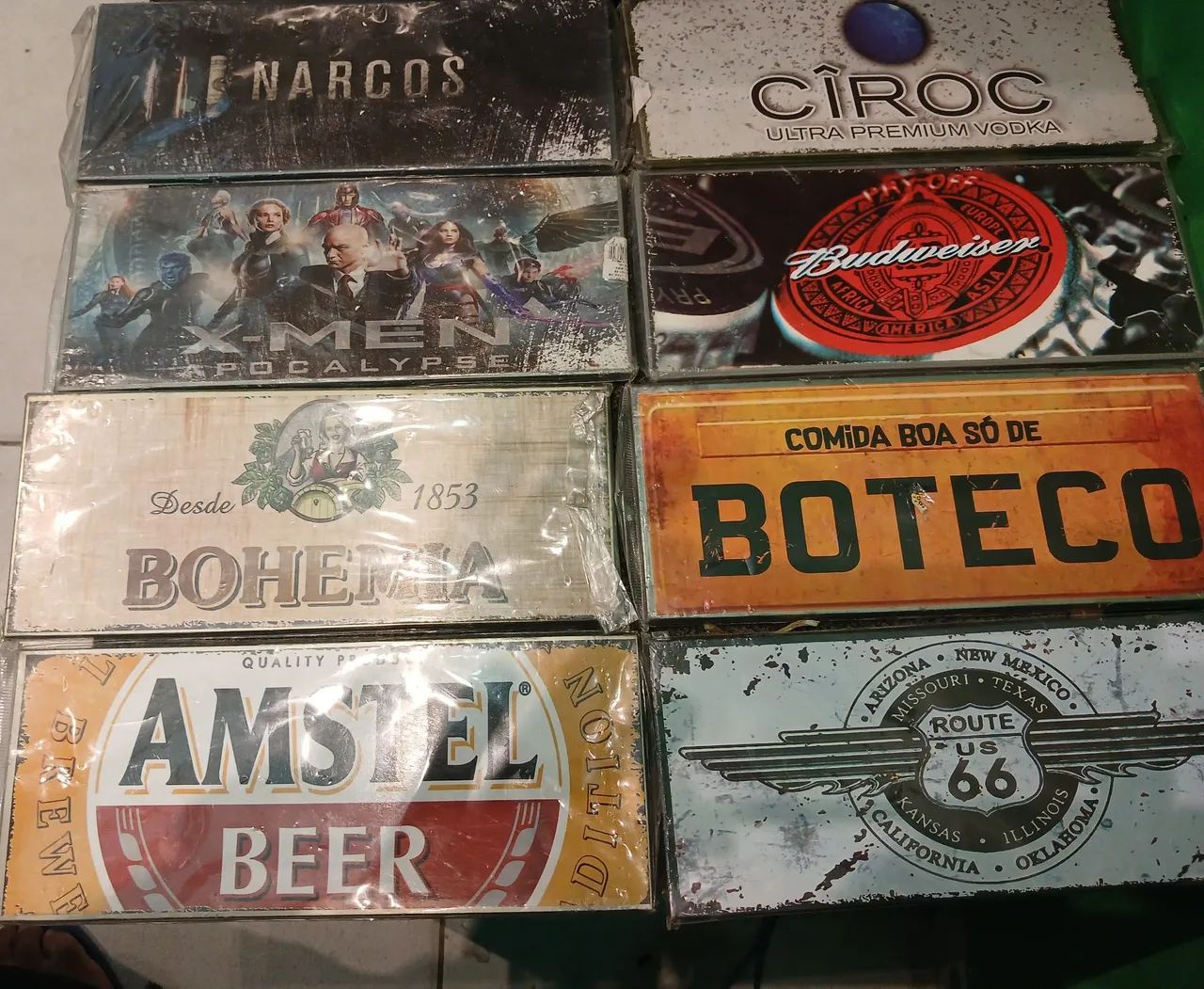 12  PLACAS VINTAGE DE METAL - 10x25 cm 10 reias cada ?
