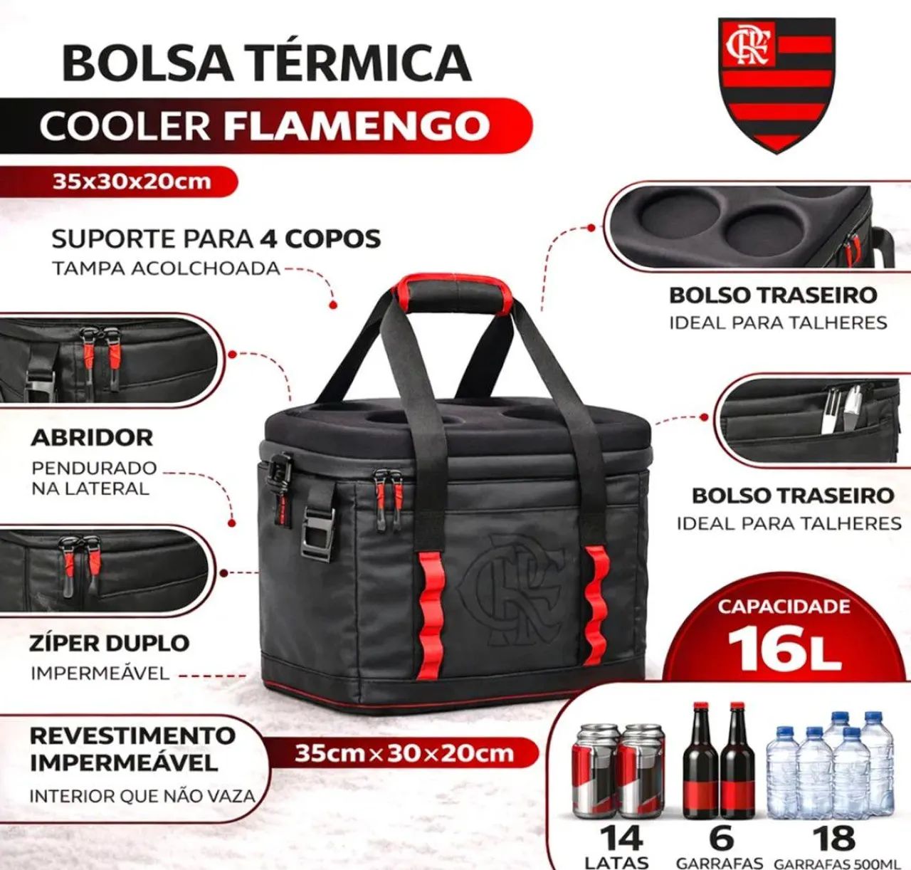 Bolsa térmica cooler Flamengo  - Foto 2