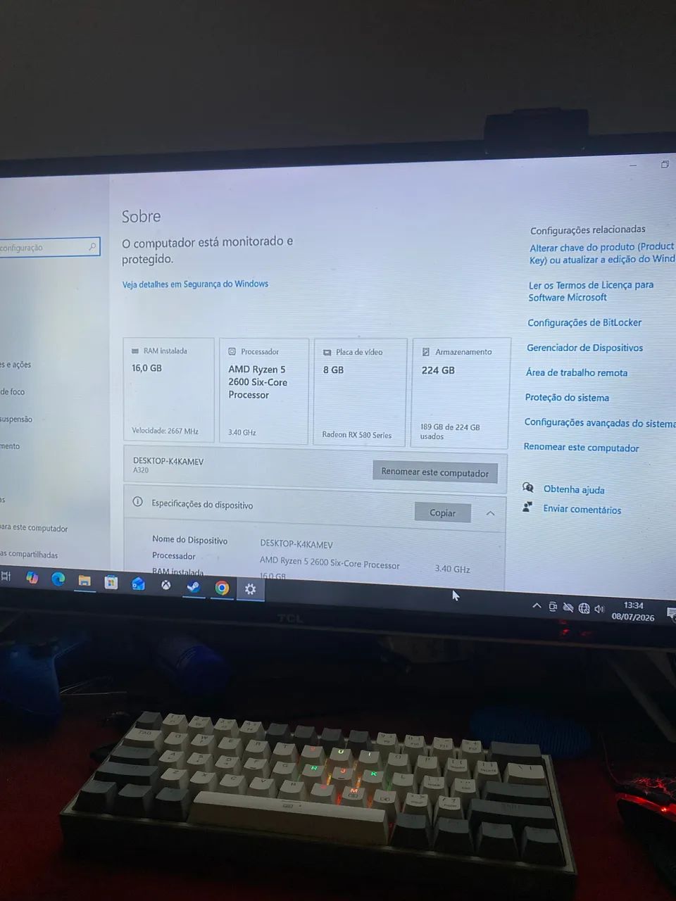 ? PC Gamer Ryzen 5 + RX580 - Foto 2