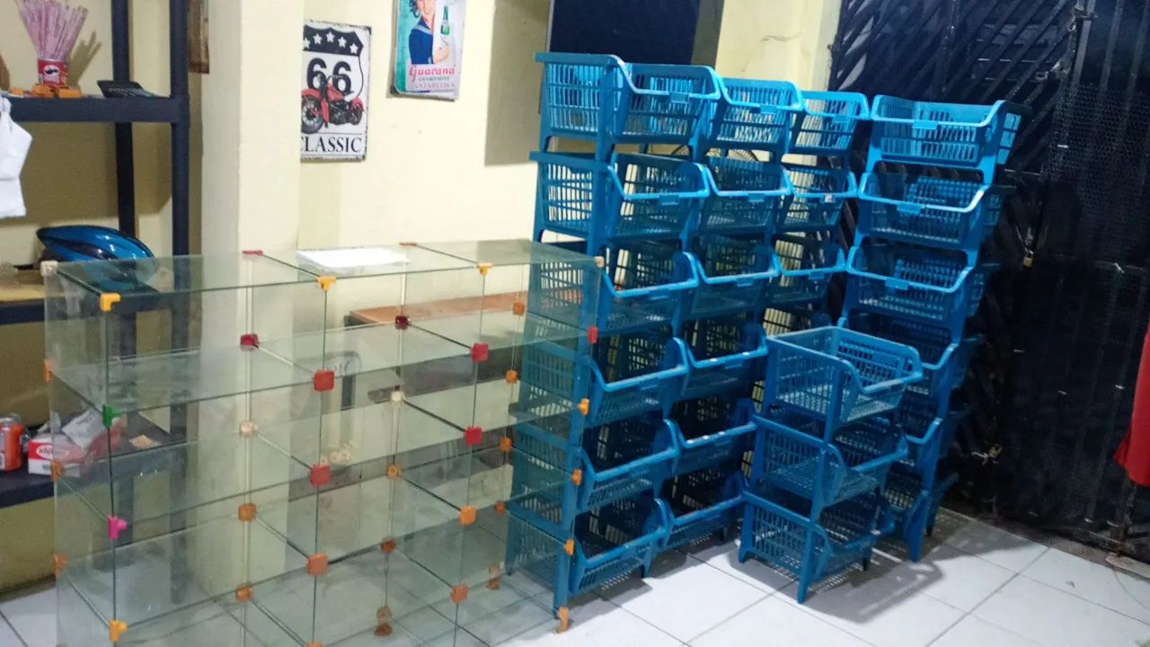 Balcão de vidro 24 cesta de armazenamento 